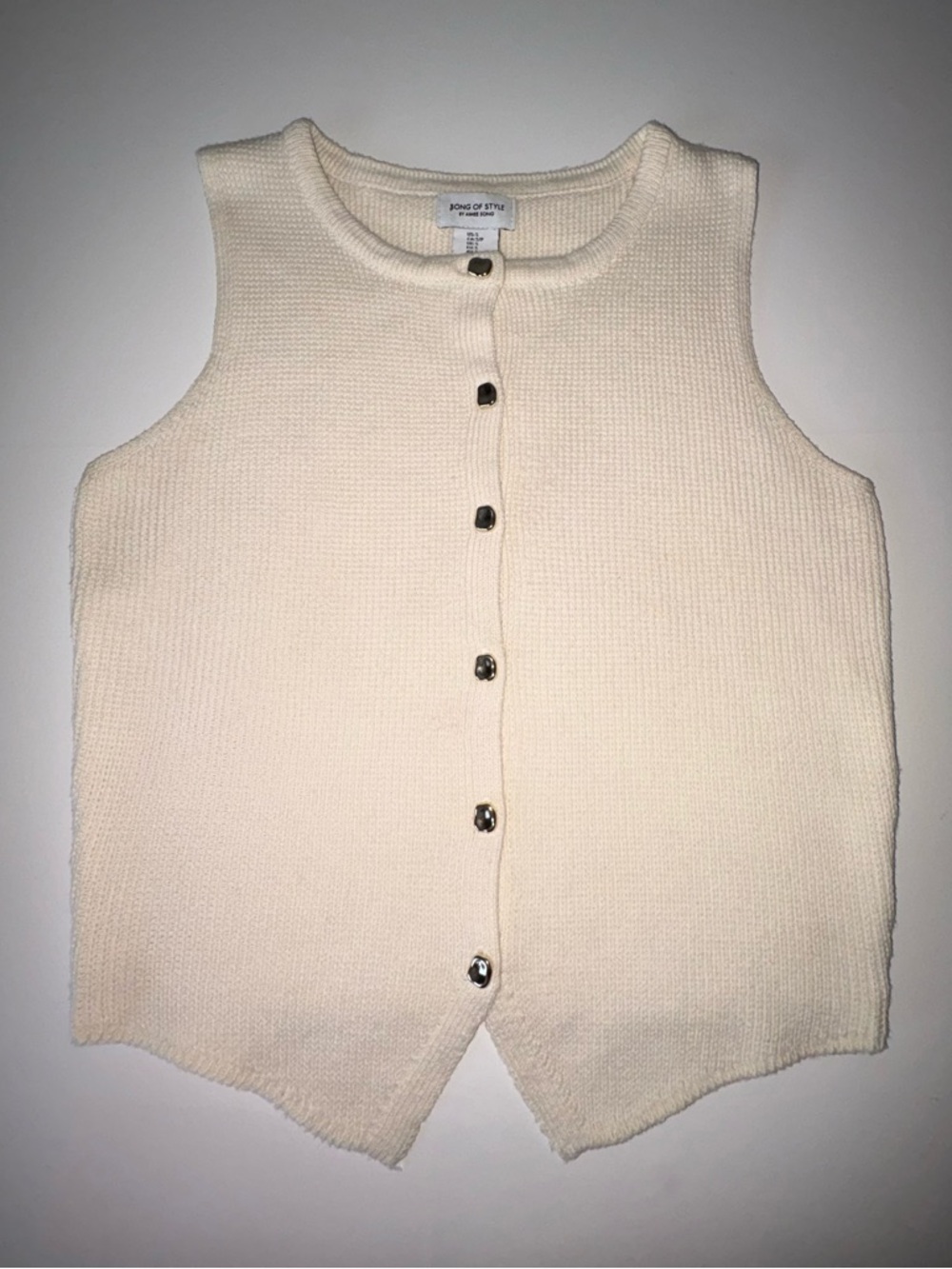 Song of Style Aimee Song Cream Knit Button Tank Vest S